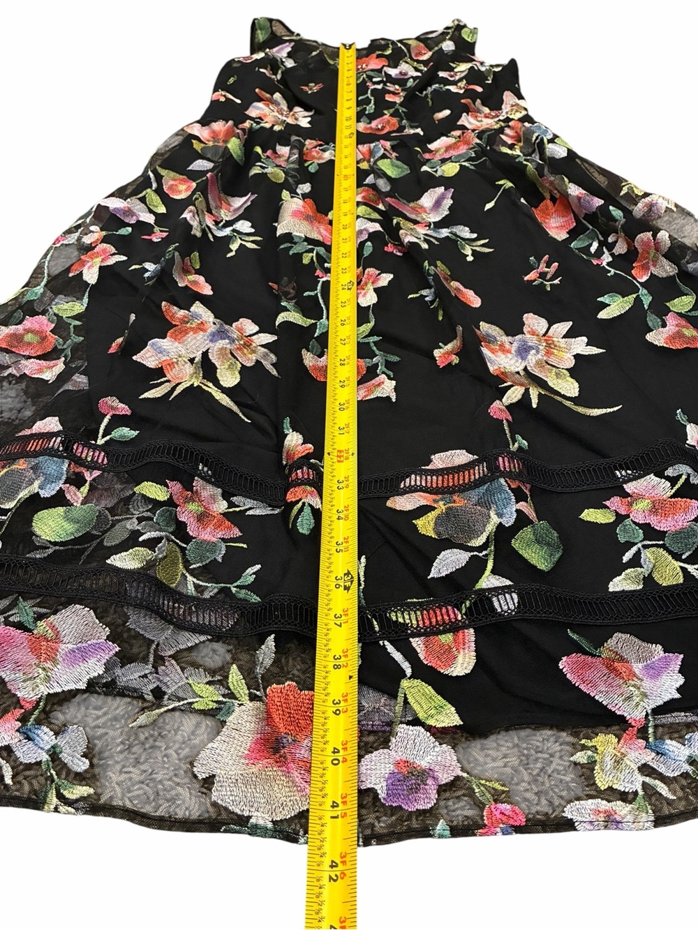 Adrianna Papell Black Floral Mesh Fit-and-Flare Dress Beaded lined formal dress - Picture 11 of 14